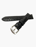 LUX Crocodile Grain Leather Shiny black Watch Band Strap
