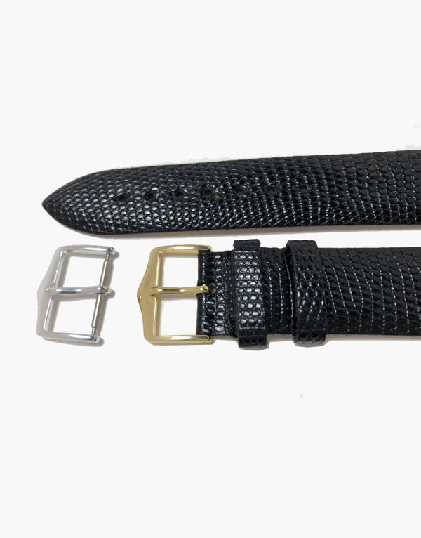 Genuine Lizard Black High-Shiny skin Watch Bands by LUX LUX