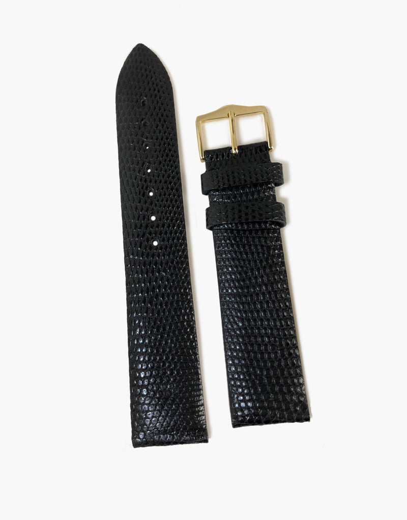 Genuine Lizard Black High-Shiny skin Watch Bands by LUX LUX