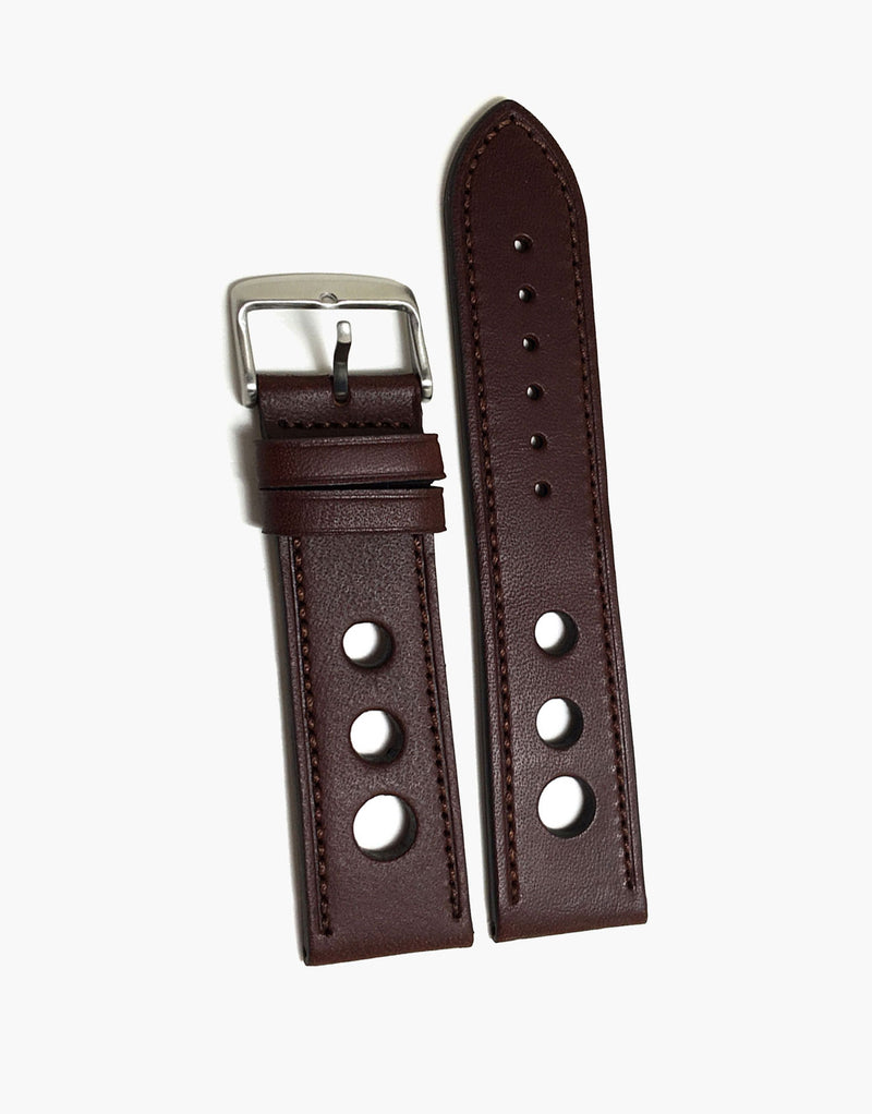 LUX Grand Prix Rally Calf Leather Strap Brown with Brown Stitching LUX