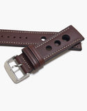 LUX Grand Prix Rally  Calf Leather Strap Brown with White Stitching LUX