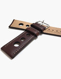 LUX Grand Prix Rally  Calf Leather Strap Brown with White Stitching LUX