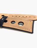 LUX Grand Prix Rally  Calf Leather Watch Bands Navy Blue with White Stitching LUX