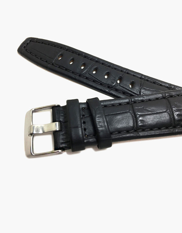 Hadley-Roma MS523 Black Matte Genuine Alligator Grain Watch Bands Hadley-Roma