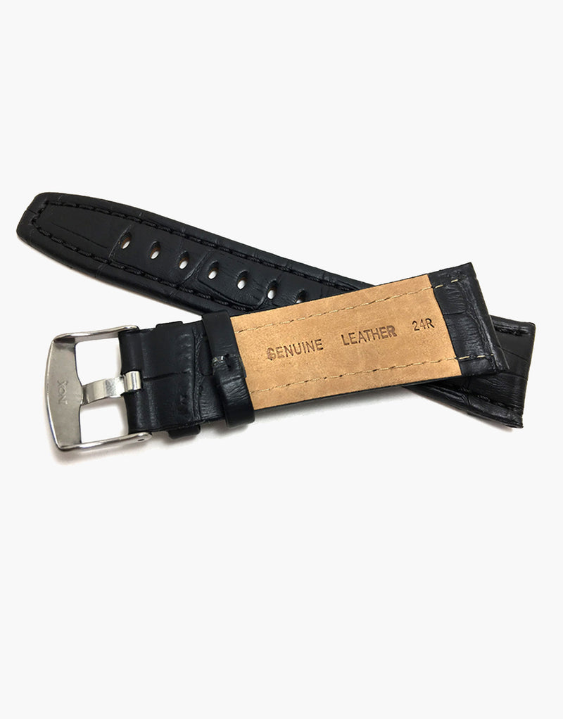 Hadley-Roma MS523 Black Matte Genuine Alligator Grain Watch Bands Hadley-Roma