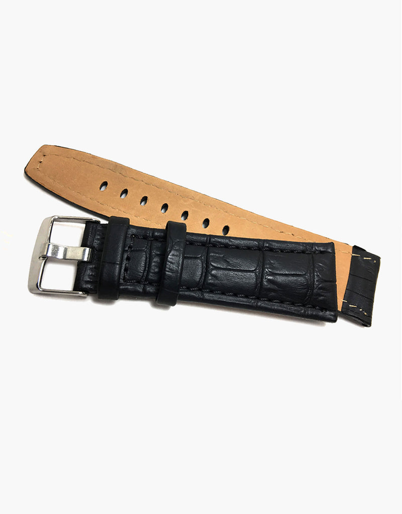 Hadley-Roma MS523 Black Matte Genuine Alligator Grain Watch Bands Hadley-Roma