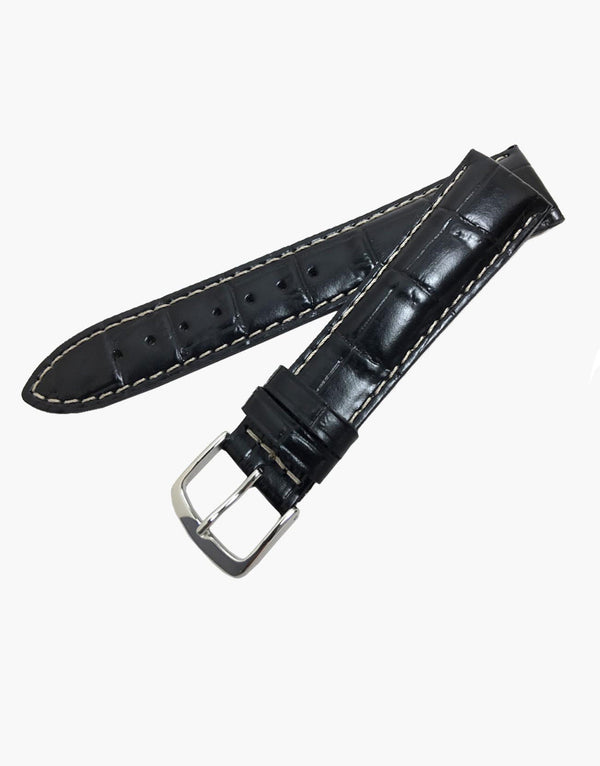 Hadley-Roma MS834 Black Leather Alligator Grain Watch Band-Water Resistant Hadley-Roma