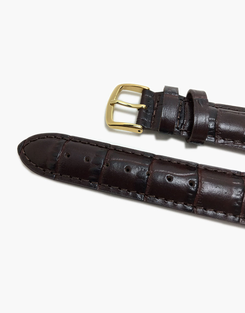 Hadley-Roma MS835 Brown Genuine CalfSkin Alligator Grain Watch Band Golden buckle Hadley-Roma