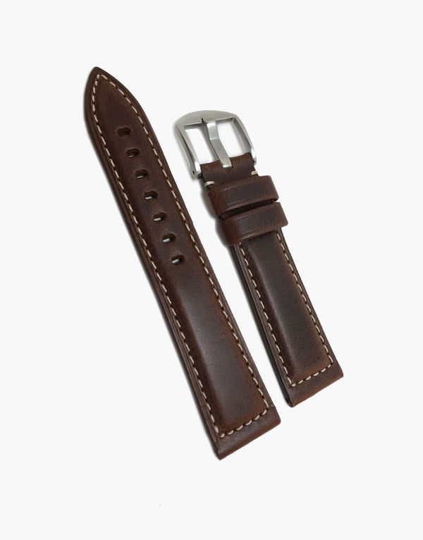 Banda Gemini Lux Embossed Brown Padded Leather Watch Band Strap Size  18x16MM