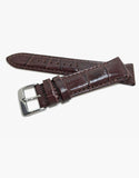 Hadley-Roma MS853 Dark Brown Italian Calf Skin Leather Alligator Grain Watch Straps Hadley-Roma