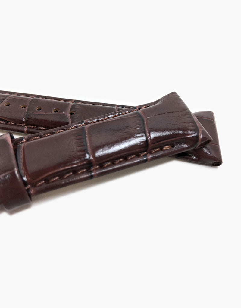 Hadley-Roma MS853 Dark Brown Italian Calf Skin Leather Alligator Grain Watch Straps Hadley-Roma