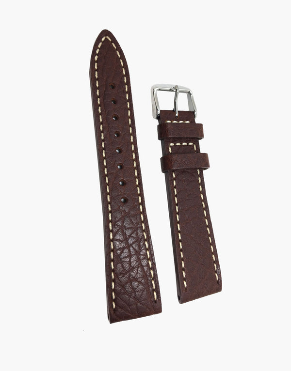 Hadley-Roma Shrunken Buffalo Grain Leather Watch Bands MS894 Brown Hadley-Roma