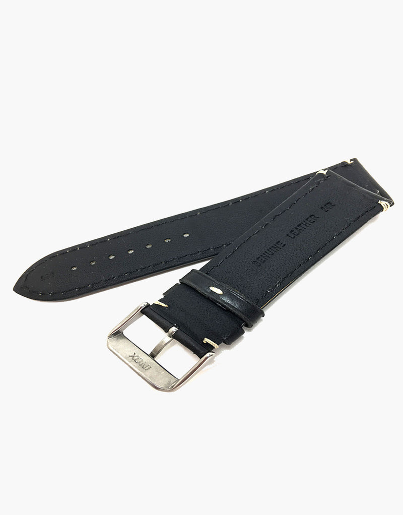 20mm Hadley Roma MS885 Watch Band Black Oil Tanned Leather