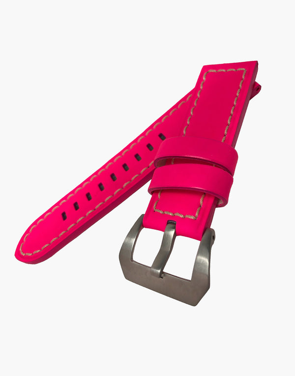LUX Italian Calf Leather Calypso Pink Fluorescence Watch Strap LUX