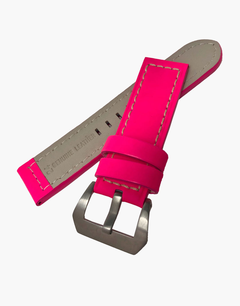 LUX Italian Calf Leather Calypso Pink Fluorescence Watch Strap LUX