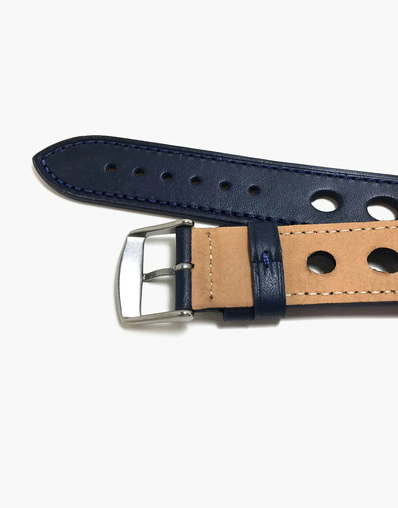 LUX Grand Prix Rally Calf Leather Strap Blue Navy with Blue Navy Stitching LUX