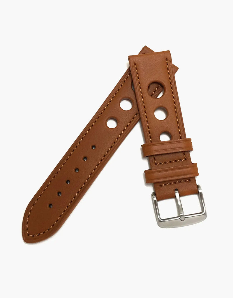 LUX Grand Prix Rally Genuine Calf Leather Vintage Strap Tan with Tan Stitching LUX