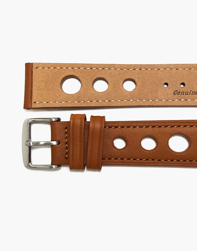 LUX Grand Prix Rally Genuine Calf Leather Vintage Strap Tan with Tan Stitching LUX