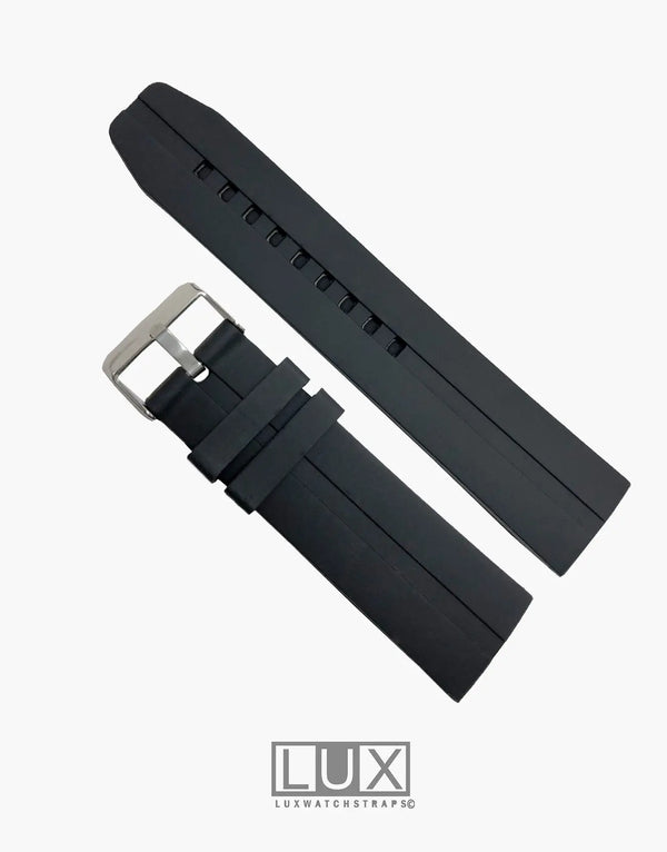 LUX Silicone Rubber Dive smooth Watch Strap Black LUX