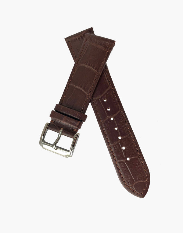 LUX Leather Alligator Grain Watch Band Brown-Matte LUX