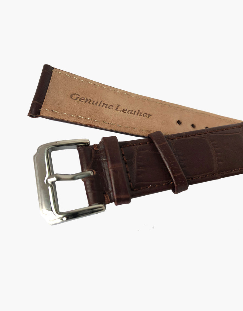 LUX Leather Alligator Grain Watch Band Brown-Matte LUX