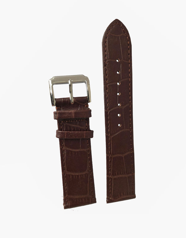 LUX Leather Alligator Grain Watch Band Brown-Matte LUX