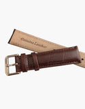 Luxury Alligator Grain Genuine Leather Watch Band Dark Brown Matte LUX