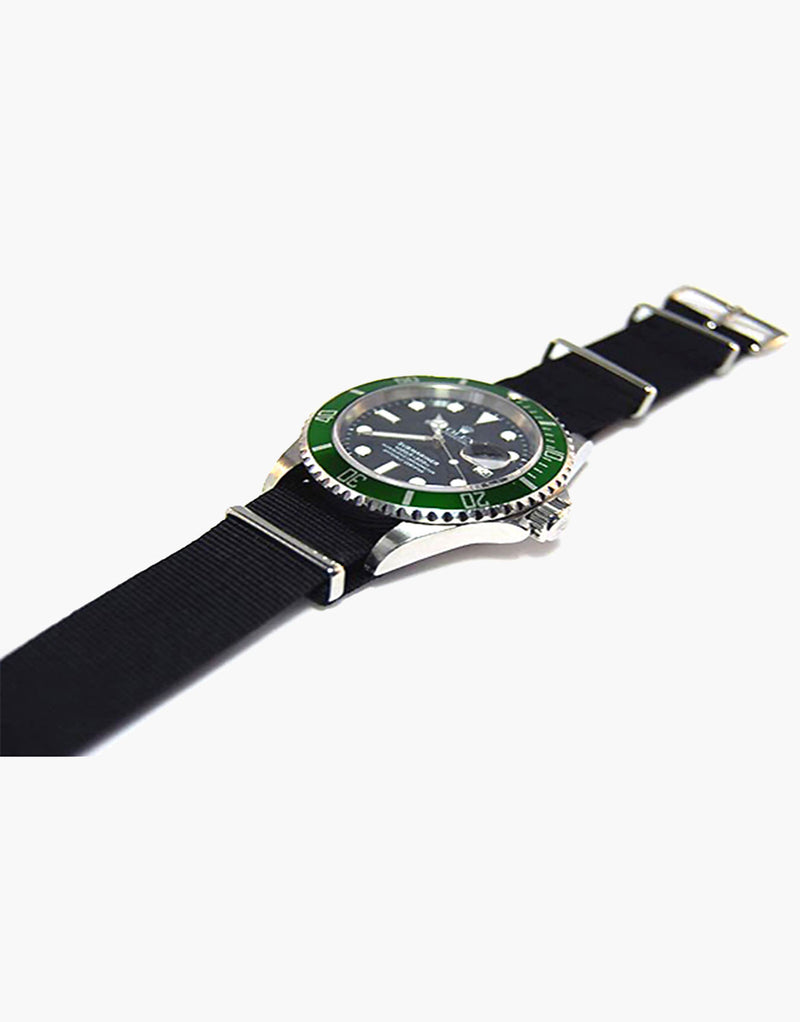 NATO Style Black Nylon Strap with Stainless Steel by LUX LUX