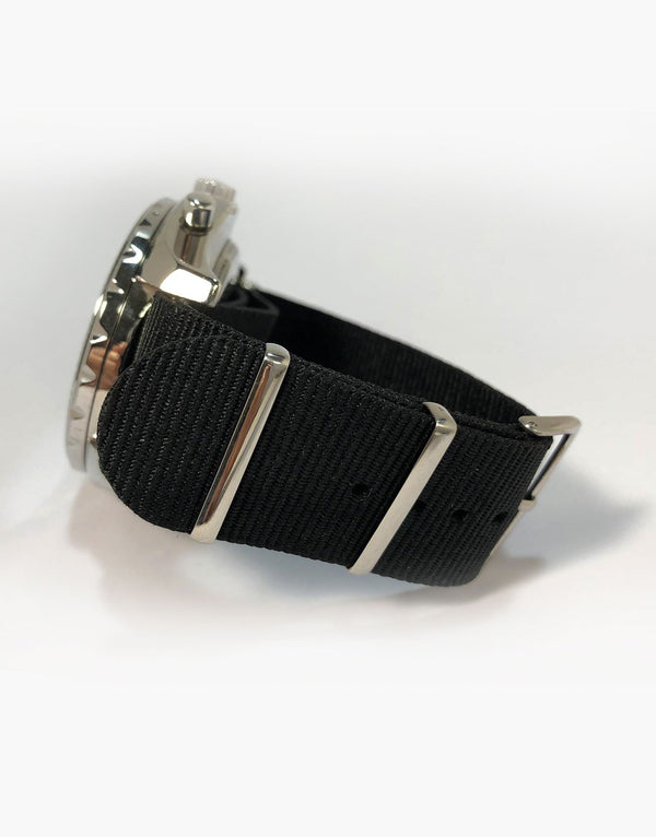 NATO Style Black Nylon Strap with Stainless Steel by LUX LUX