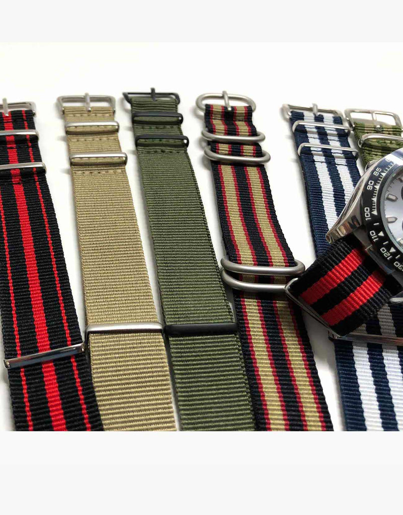 NATO Style Desert Beige-Khaki Nylon Strap with Stainless Steel by LUX LUX