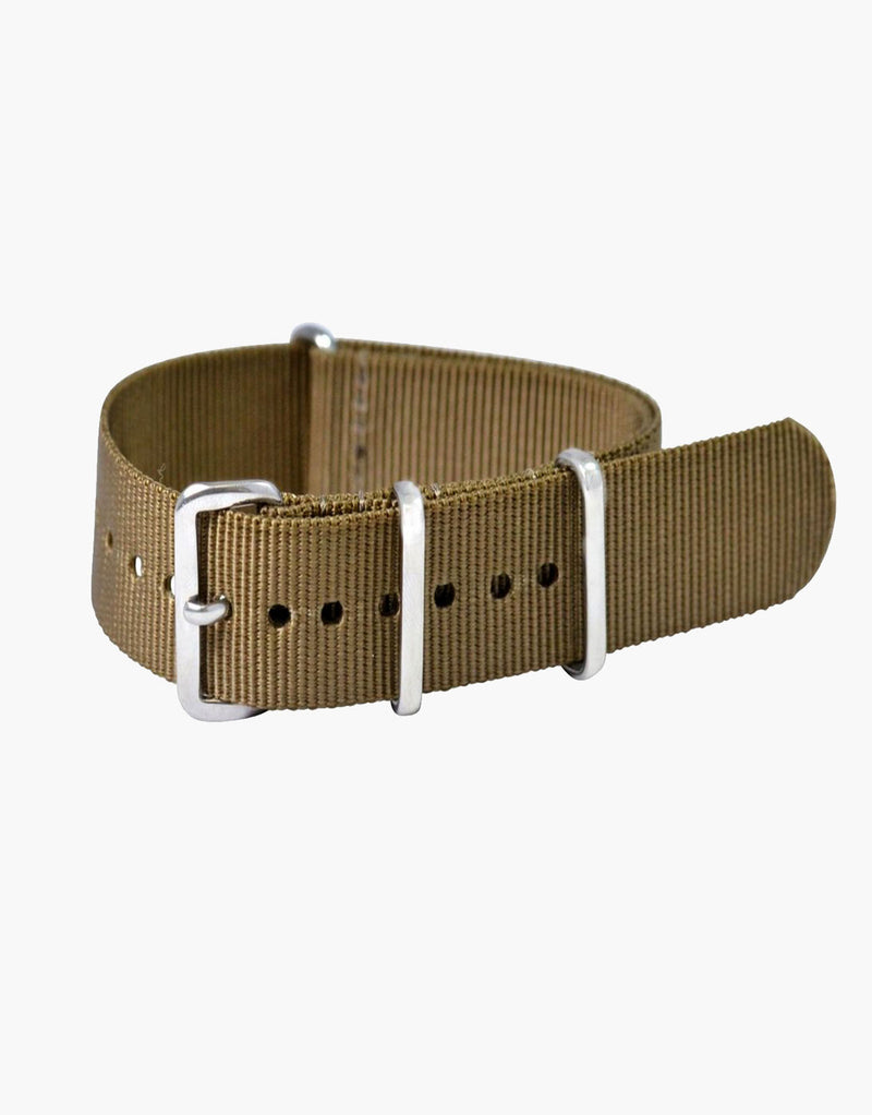 NATO Style Desert Beige-Khaki Nylon Strap with Stainless Steel by LUX LUX