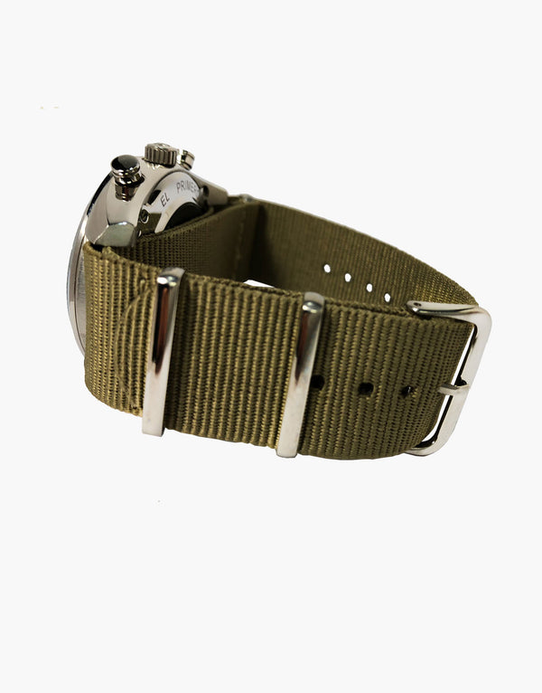 NATO Style Military Olive Green Nylon Strap with Stainless Steel by LUX LUX