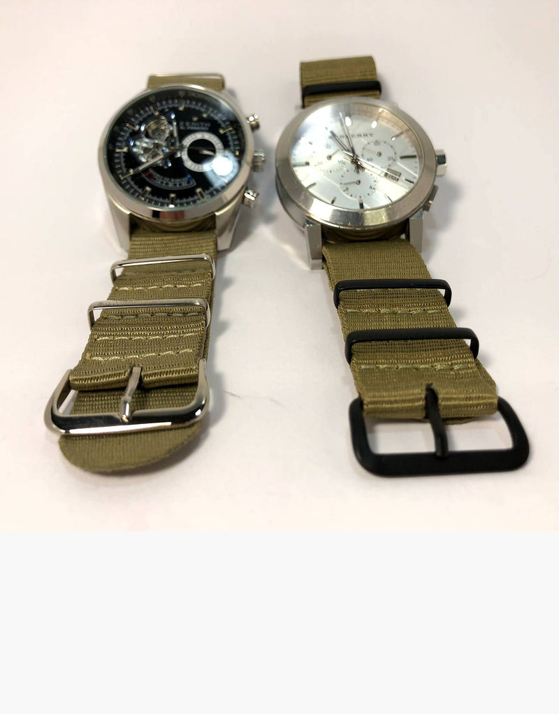NATO Style Military Olive Green Nylon Strap with Stainless Steel by LUX LUX
