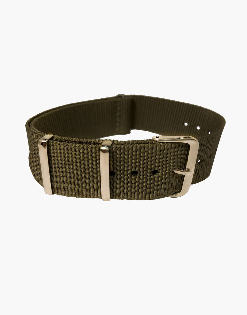 NATO Style Military Olive Green Nylon Strap with Stainless Steel by LUX LUX