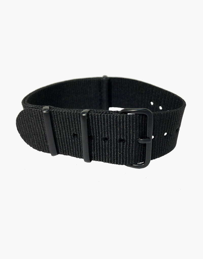 Nylon NATO Black Strap with Black buckles PVD by LUX LUX