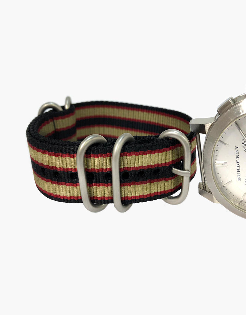 20mm BOND NATO Black watch band Khaki Red Black g10 military style
