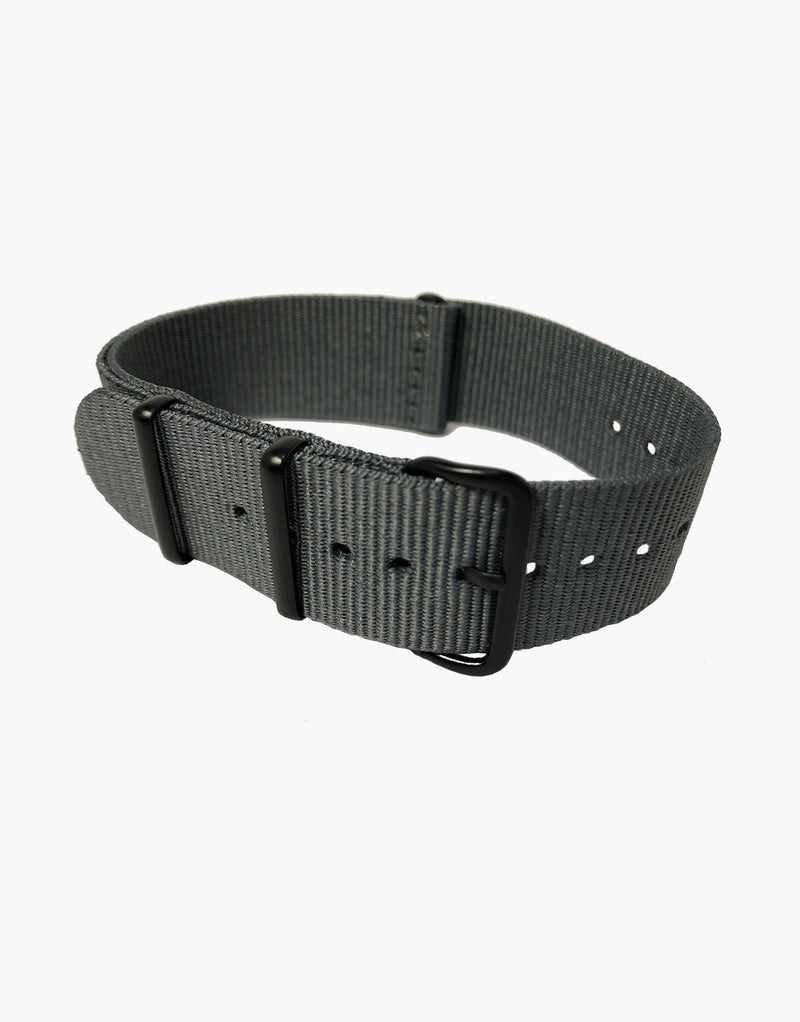 Nylon NATO Gray Watch Bands with Black Buckles PVD  by LUX LUX