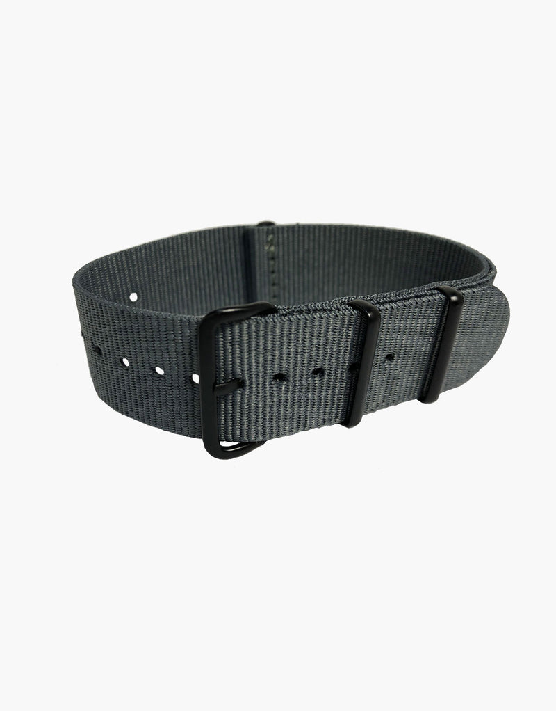 Nylon NATO Gray Watch Bands with Black Buckles PVD  by LUX LUX