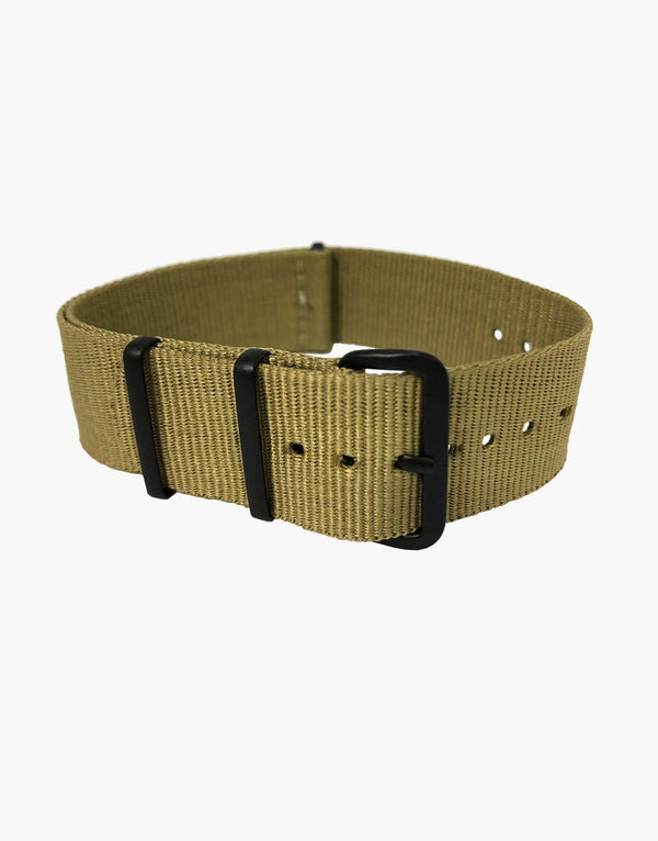 Nylon NATO Khaki-Desert Beige Strap with Black buckles PVD by LUX LUX