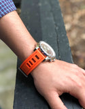 Silicon- Orange-Isofrane-Style-orange-Rubber-Diving-watch-bands-strap-with- watch