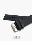 LUX Silicone Rubber Dive Watch Strap Black Flat LUX