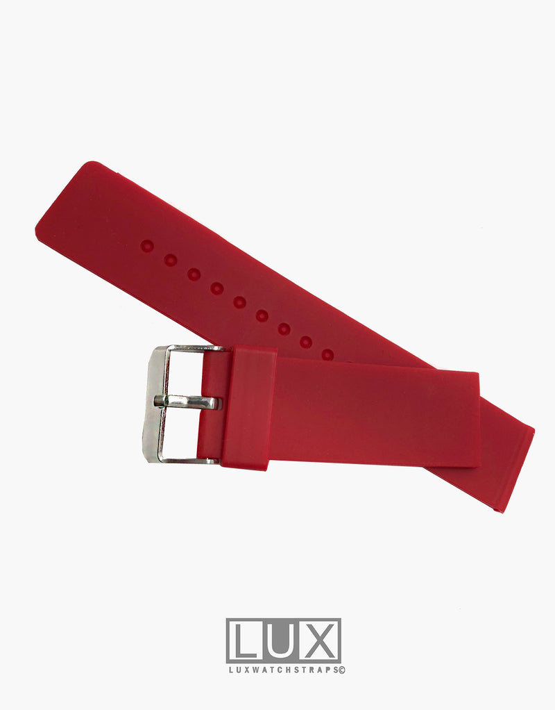LUX Silicone Rubber Dive Watch Strap Red Flat LUX