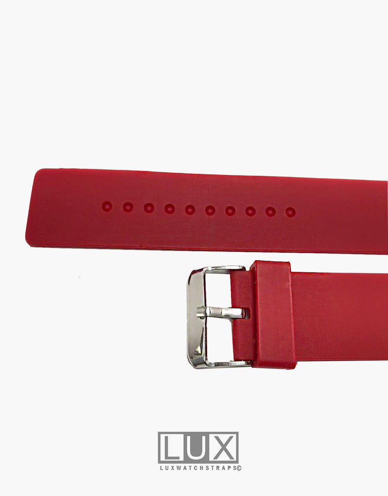 LUX Silicone Rubber Dive Watch Strap Red Flat LUX
