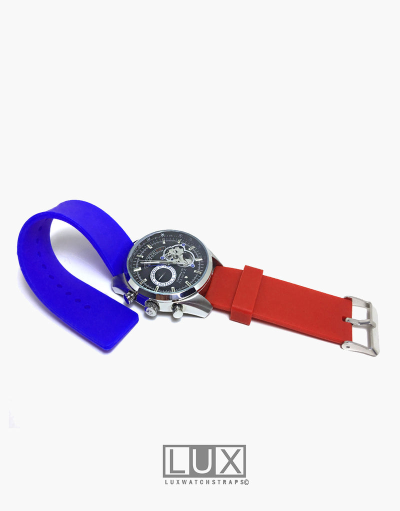LUX Silicone Rubber Dive Watch Strap Red Flat LUX