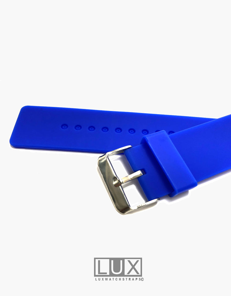 LUX Silicone Rubber Dive Watch Strap Blue Flat LUX