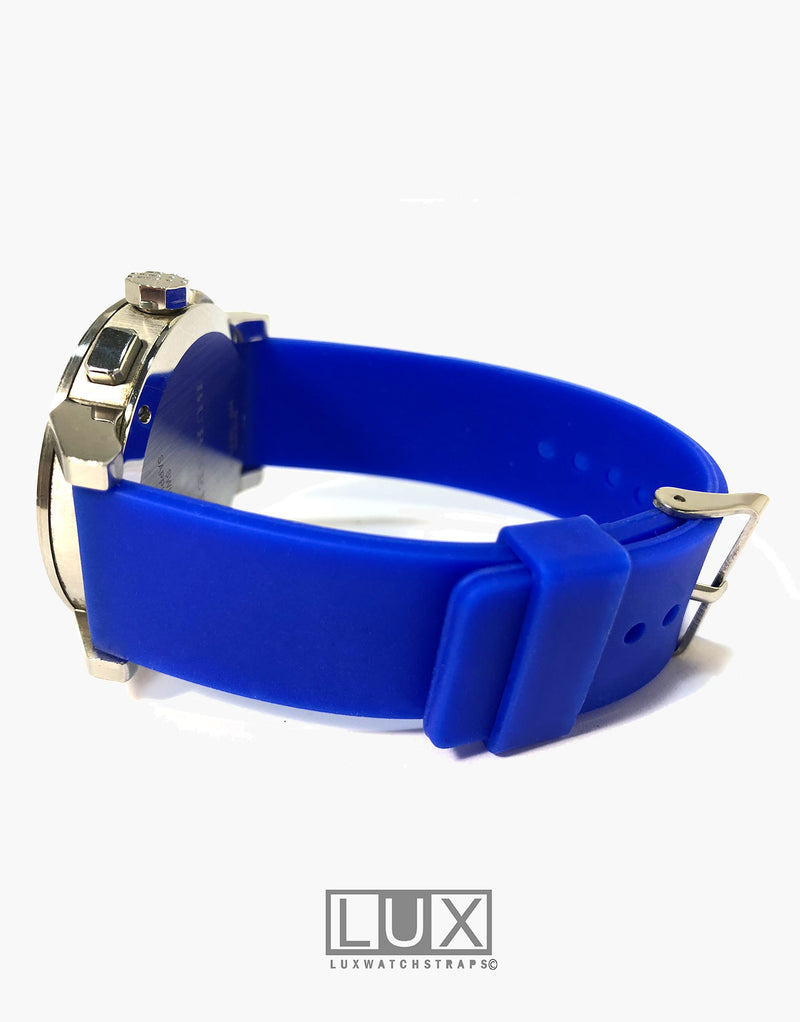 LUX Silicone Rubber Dive Watch Strap Blue Flat LUX