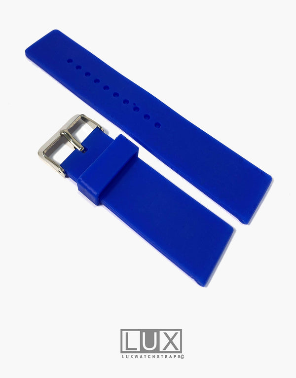 LUX Silicone Rubber Dive Watch Strap Blue Flat LUX