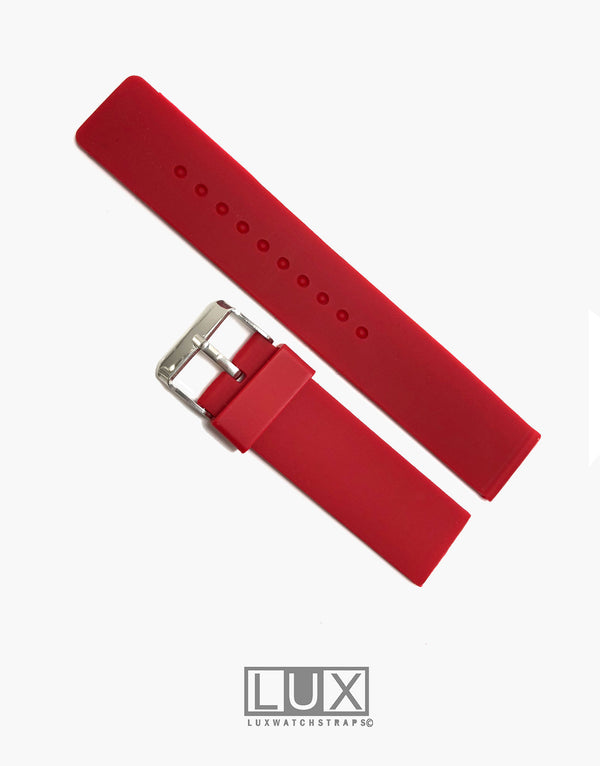 LUX Silicone Rubber Dive Watch Strap Red Flat LUX