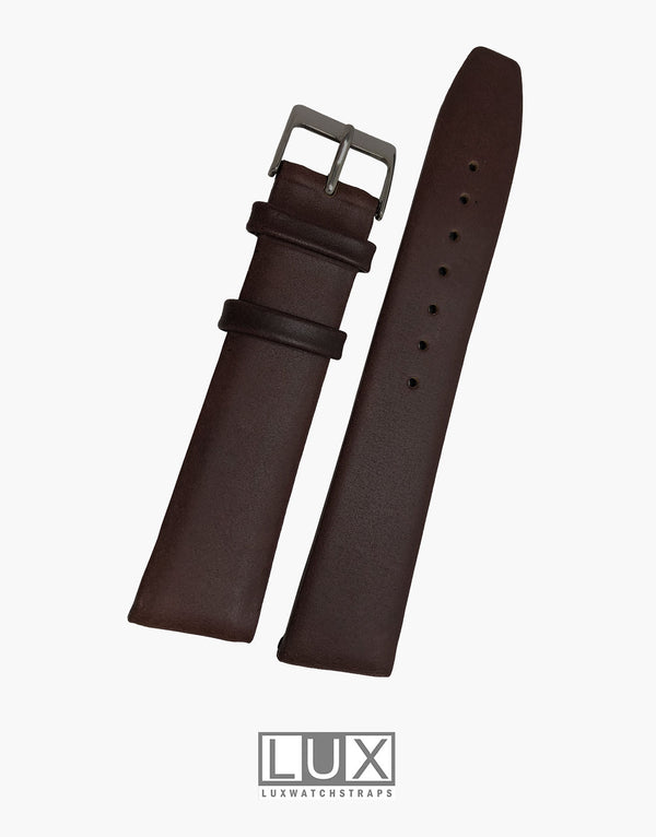 LUX Smooth Dark Brown Short Flat Leather Watch Strap Band  Movado Style LUX