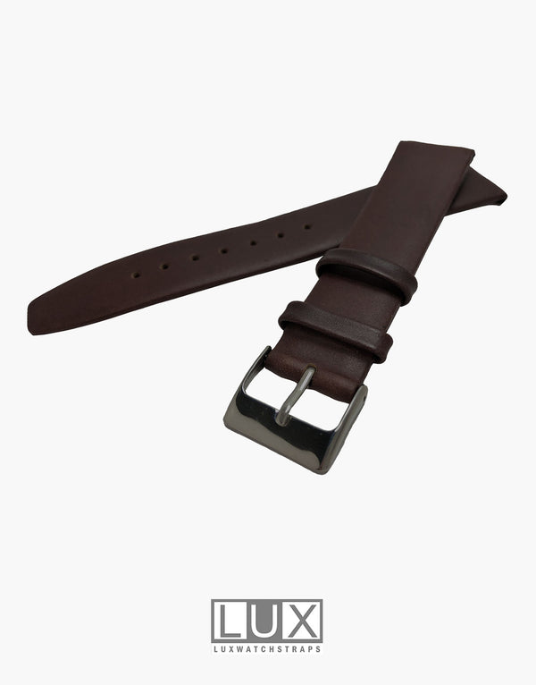 LUX Smooth Dark Brown Short Flat Leather Watch Strap Band  Movado Style LUX